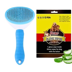 cature care by nature pet grooming combo kit with slicker brush pet massaging tool grooming brush and glove wipes for dogs amp cats pack of 2