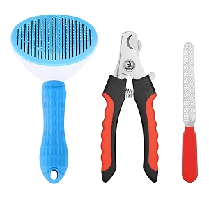 cature care by nature pet grooming combo kit slicker brush and nail clipper with filer for dogs and cats  nail clipper and grooming slicker brush cleaning pack of 2 color may vary