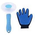 Cature Care by Nature Pet Slicker Dog Comb Brush Pet Grooming Brush & Bath Glove Helps Keep Dogs Happy, Healthy and Fit (Dog Gloves+Brush)(Pack of 2)