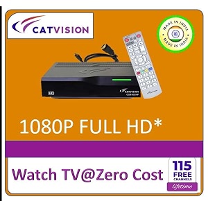 catvision dd freedish dth non wifi  115 free tv channels  hdmiav cable  standard remote  bis approved  mpeg4 hd  standard installation required