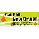Caution New Driver Car Magnet for Teens, Removable and Reusable Magnetic Bumper Stickers, Funny Gifts from Parents, 11 3/4 Inches (New Driver Funny)