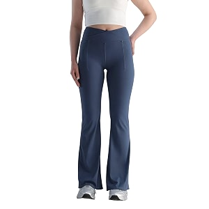 cava petite hourglass flared leggings for women  v waistband anti camel toe design petite fit flared bottoms deep pockets sculpting stretch fabric