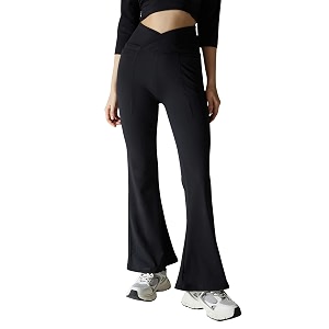 cava petite hourglass flared leggings for women  v waistband anti camel toe design petite fit flared bottoms deep pockets sculpting stretch fabric