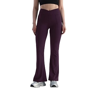 cava petite hourglass flared leggings for women  v waistband anti camel toe design petite fit flared bottoms deep pockets sculpting stretch fabric