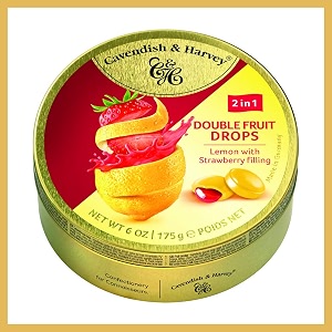 cavendish amp harvey lemon with strawberry filling drops - 175gm germany