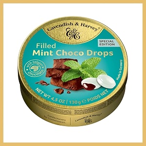 cavendish amp harvey mint candies with chocolate filling mint choco drops 130 gram