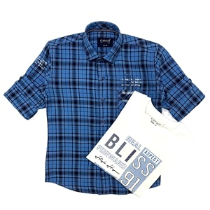 CAVIO Boys Checkered Casual Blue Regular Fit