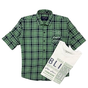 CAVIO Boys Checkered Casual Blue Regular Fit