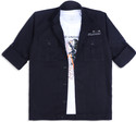 CAVIO Boys Printed Casual Dark Blue Shirt