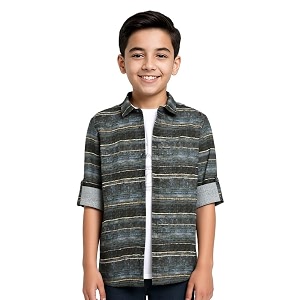 CAVIO Boys Printed Shirt with Embellished T-Shirt
