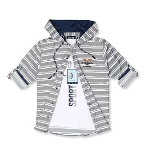 CAVIO Boys Regular Fit Striped Hooded Casual