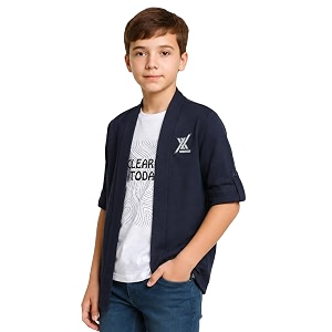 CAVIO Boys Solid Open-Front Shrug with T-Shirt