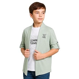 CAVIO Boys Solid Open-Front Shrug with T-Shirt