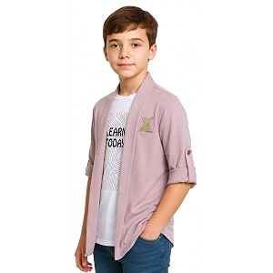 CAVIO Boys Solid Open-Front Shrug with T-Shirt