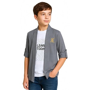 CAVIO Boys Solid Open-Front Shrug with T-Shirt