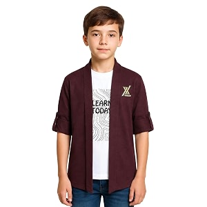 CAVIO Boys Solid Open-Front Shrug with T-Shirt