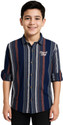 CAVIO Boys Striped Casual Brown Shirt