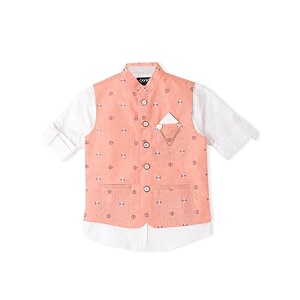 cavio boys traditional printed nehru jacket with shirt