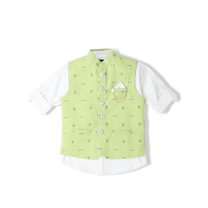 cavio boys traditional printed nehru jacket with shirt