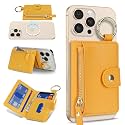 Cavor Compatible with MagSafe Wallet,Magnetic Wallet for iPhone, Yellow