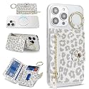 Cavor Compatible with MagSafe Wallet,Magnetic Wallet, Leopard White