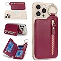 Cavor Compatible with MagSafe Wallet, Magnetic Wallet for iPhone, Red