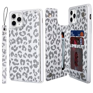 cavor for iphone 11 pro max cases wallet with card holder for women menphone case for iphone 11 pro max case with stand and strapshockproof protective cover-white