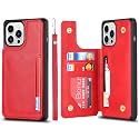 Cavor for iPhone 11 Pro Max Wallet Case with Card Slots Holder,Premium PU Leather Kickstand Feature Case [Wrist Strap] Double Magnetic Clasp Shockproof Flip Cover Case - Red