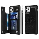 Cavor for iPhone 11 Pro Wallet Phone Case with Card Holder, Heart Black