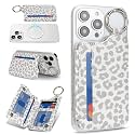 Cavor Magnetic Wallet, Compatible with MagSafe Wallet, Leopard White