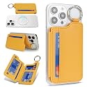 Cavor Magnetic Wallet for iPhone 17/16 Pro Max/15 Pro/14 Plus/13/12 Series,Compatible with MagSafe Wallet,Magnetic Card Holder with Adjustable Stand,for iphone magsafe Card Holder-Yellow