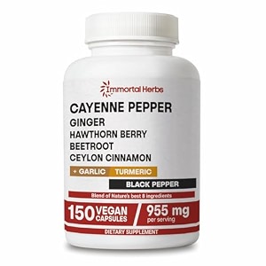 cayenne pepper capsules wgarlic ginger hawthorn turmeric cinnamon beet root and black pepper extract 150 cayenne capsules non-gmo amp gluten free capsaicin supplement