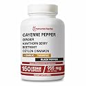 Cayenne Pepper Capsules w/Garlic, Ginger, Hawthorn, Turmeric, Cinnamon, Beet Root and Black Pepper Extract, 150 Cayenne Capsules, Non-GMO & Gluten Free Capsaicin Supplement