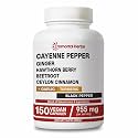 Cayenne Pepper Capsules w/Garlic, Ginger, Hawthorn, Turmeric, Cinnamon, Beet Root and Black Pepper Extract, 150 Cayenne Capsules, Non-GMO & Gluten Free Capsaicin Supplement