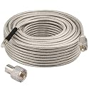 CB Coax Cable 100FT, RG8X FME Female to UHF PL-259 Male with FME Male to PL-259 Adapter, Low Loss RF Coaxial Cable for Antenna, CB Radio, Ham Radio, Marine, Mobile, and GPS Systems
