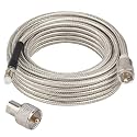 CB Coax Cable 25FT, RG8X FME Female to UHF PL-259 Male with FME Male to PL-259 Adapter, Low Loss RF Coaxial Cable for Antenna, CB Radio, Ham Radio, Marine, Mobile, and GPS Systems