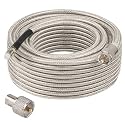 CB Coax Cable 50FT, RG8X FME Female to UHF PL-259 Male with FME Male to PL-259 Adapter, Low Loss RF Coaxial Cable for Antenna, CB Radio, Ham Radio, Marine, Mobile, and GPS Systems