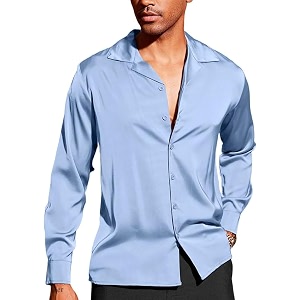 CB-COLEBROOK Men Luxury Satin Silk Dress Shirt