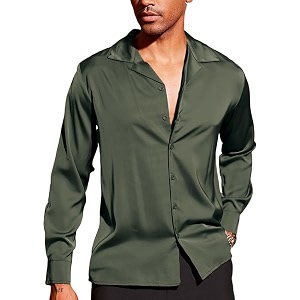 CB-COLEBROOK Men Luxury Satin Silk Dress Shirt