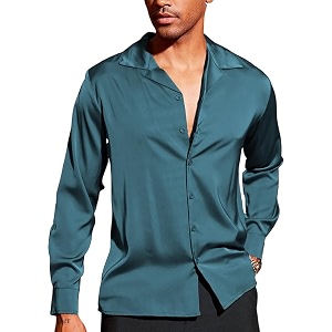 CB-COLEBROOK Men Luxury Satin Silk Dress Shirt