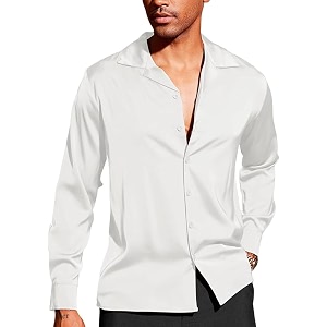 CB-COLEBROOK Men Luxury Satin Silk Dress Shirt