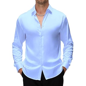 CB-COLEBROOK Mens Stylish Solid Silk Satin Casual