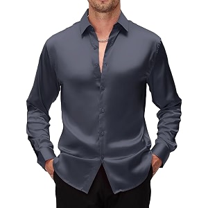 CB-COLEBROOK Mens Stylish Solid Silk Satin Casual