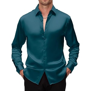 CB-COLEBROOK Mens Stylish Solid Silk Satin Casual