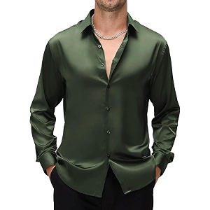 CB-COLEBROOK Mens Stylish Solid Silk Satin Casual