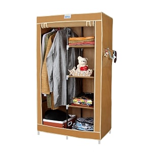 portable wardrobe single door  5 shelves  1 hanger - beige