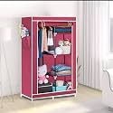 Portable Wardrobe Single Door / 5 Shelves / 1 Hanger - Maroon