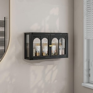 cbex modern glass-door wall cabinet with medicine cabinetwall mounted display cabinet wall cabinet over toilet detachable shelves for office dining roomliving room 34 x 14 x 50 cm