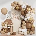 Cream Brown Balloons Arch Kit for Baby Shower Birthday Party Decorations