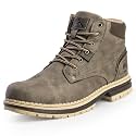 CC-Los Men's Winter Snow Boots with Sherpa Fleece Lining Waterproof Slip-Resistant Insulated Grey Size 12-12.5